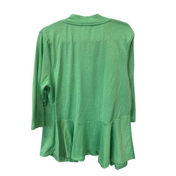 Denim and Company Essentials Open Front Peplum Cardigan Size L 3/4 Sleeve Office - Picture 2 of 6